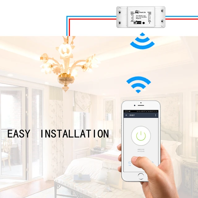 Mouehouse DIY Bluetooth Wi-Fi Smart Light Switch  Timer Smart Life APP Wireless Remote Control Works with Alexa Google Home 4