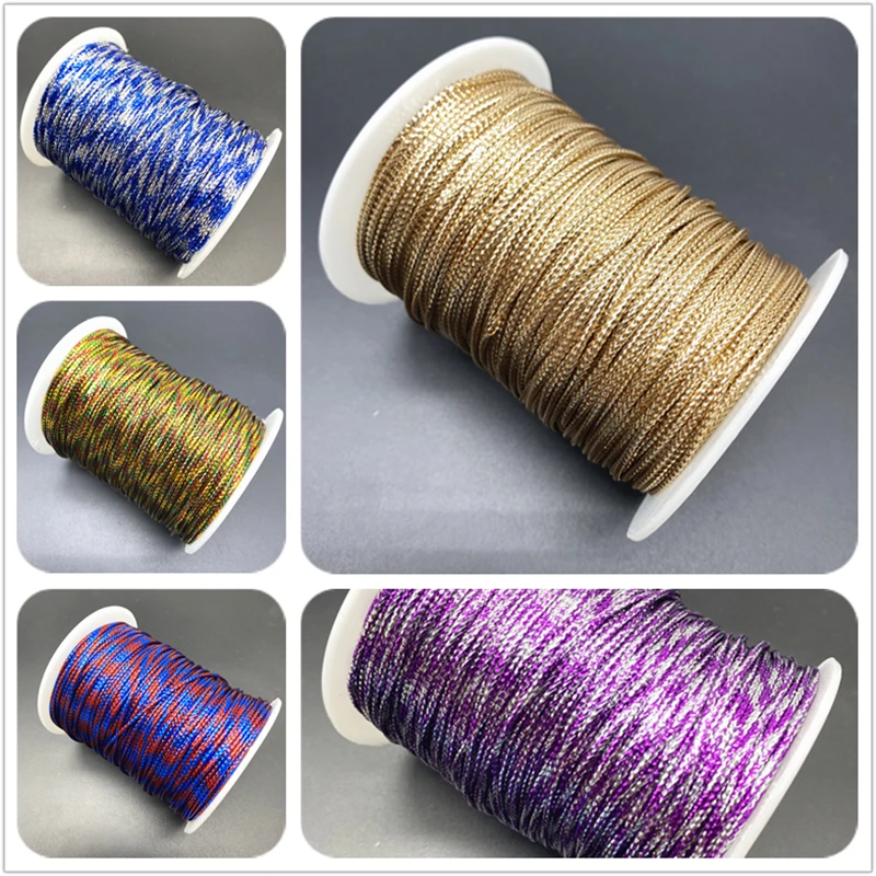 10yards 1mm Gold Line Nylon Cord Thread Chinese Knot Macrame Cord Bracelet Braided String DIY Tassels Beading For Shamballa