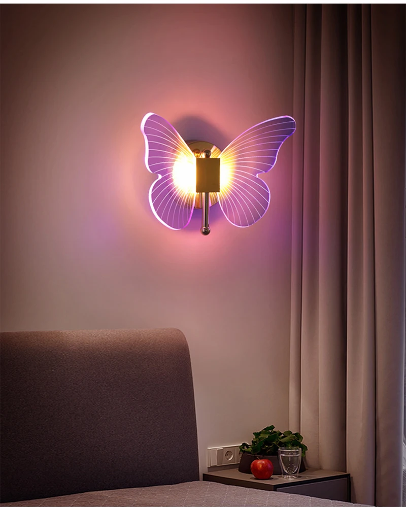 Butterfly Series Wall Lights Nordic Bedroom Bedside Luminaria Sconces LED Wall Lamps for Home Decors Acrylic Iron Lighting бра designer wall lights