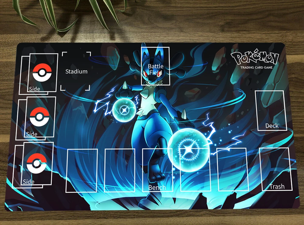PM PTCG Mat Lucario Trading Card Game Mat CCG Playmat Rubber Mouse Pad