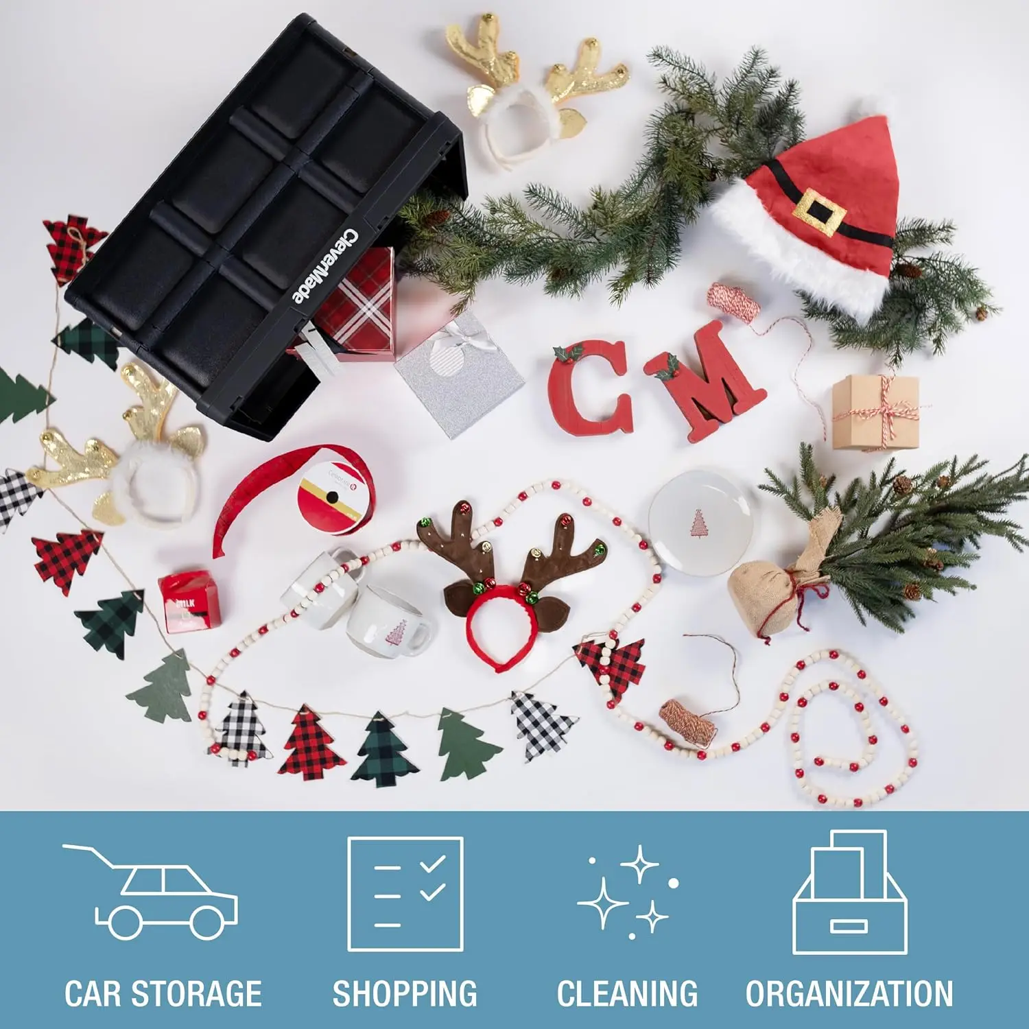 CleverMade Collapsible Storage Bins - Royal Blue 3 Pack 46L - Stackable Containers Heavy Duty Capacity Folding Crates - Space