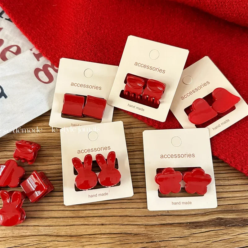 Red hair clip women's side bange small mini duckbill clip temperament seamless hair clip headwear Hair Claws