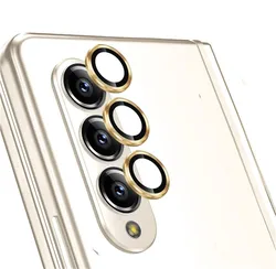 Premium Metal Camera Lens Ring Cover with Tempered Glass Protective Film - Samsung Z Fold6 (Gold - 01)