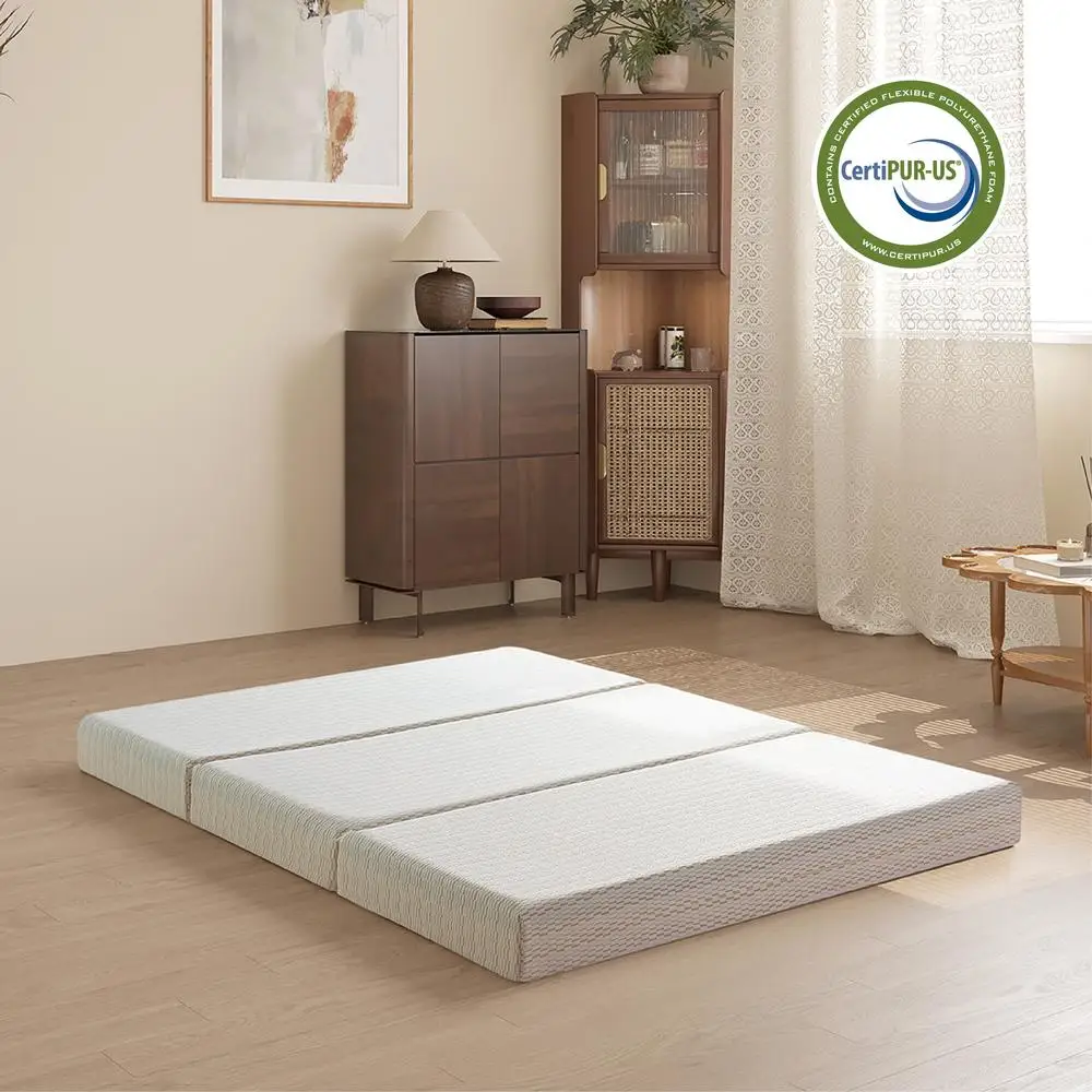 4 Inch Tri-Folding Memory Foam Mattress Portable Guest Bed Comfortable Sleep Gel Support Pressure Relief Perfect Camping Travel 3