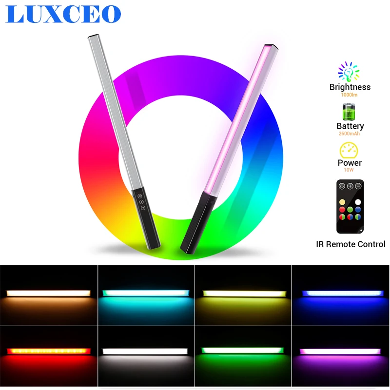 

LUXCEO Q508A LED RGB Светильник 3000K-6000K 36 цветов освесветильник для студийной фотосъемки палочка пульт дистанционного управления для Youtube TikTok Vlog