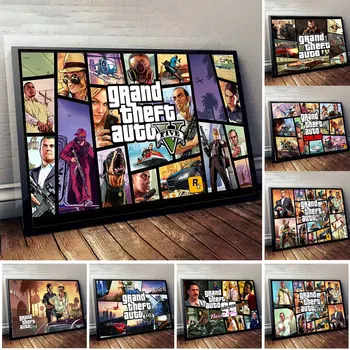 Grand Theft Auto: Vice City 게임 포스터, 캔버스 그림, 벽 예술, GTA 5 그림, 현대 게임 거실 홈 데코