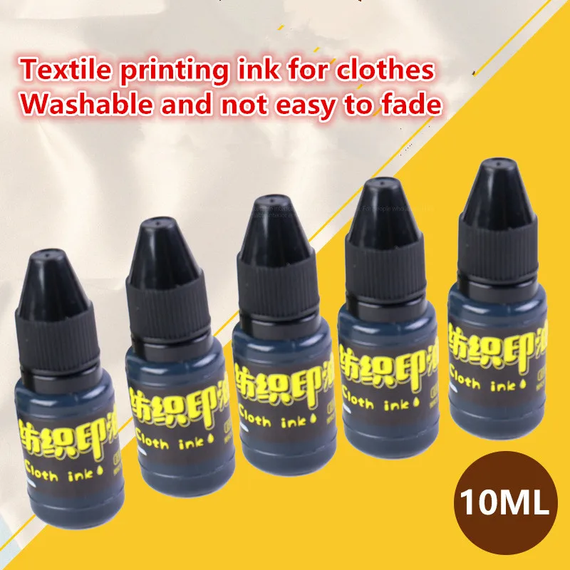 Black Stamp Refill Ink 10ml Clothes Waterproof Ink Name Stamp Printing On Clothing Wash Not Fade Oil For Office School