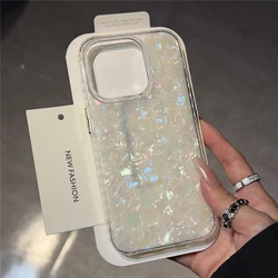 Luxury Aurora Glossy Shell Pattern Shockproof Phone Case for iPhone 12 Pro (White)
