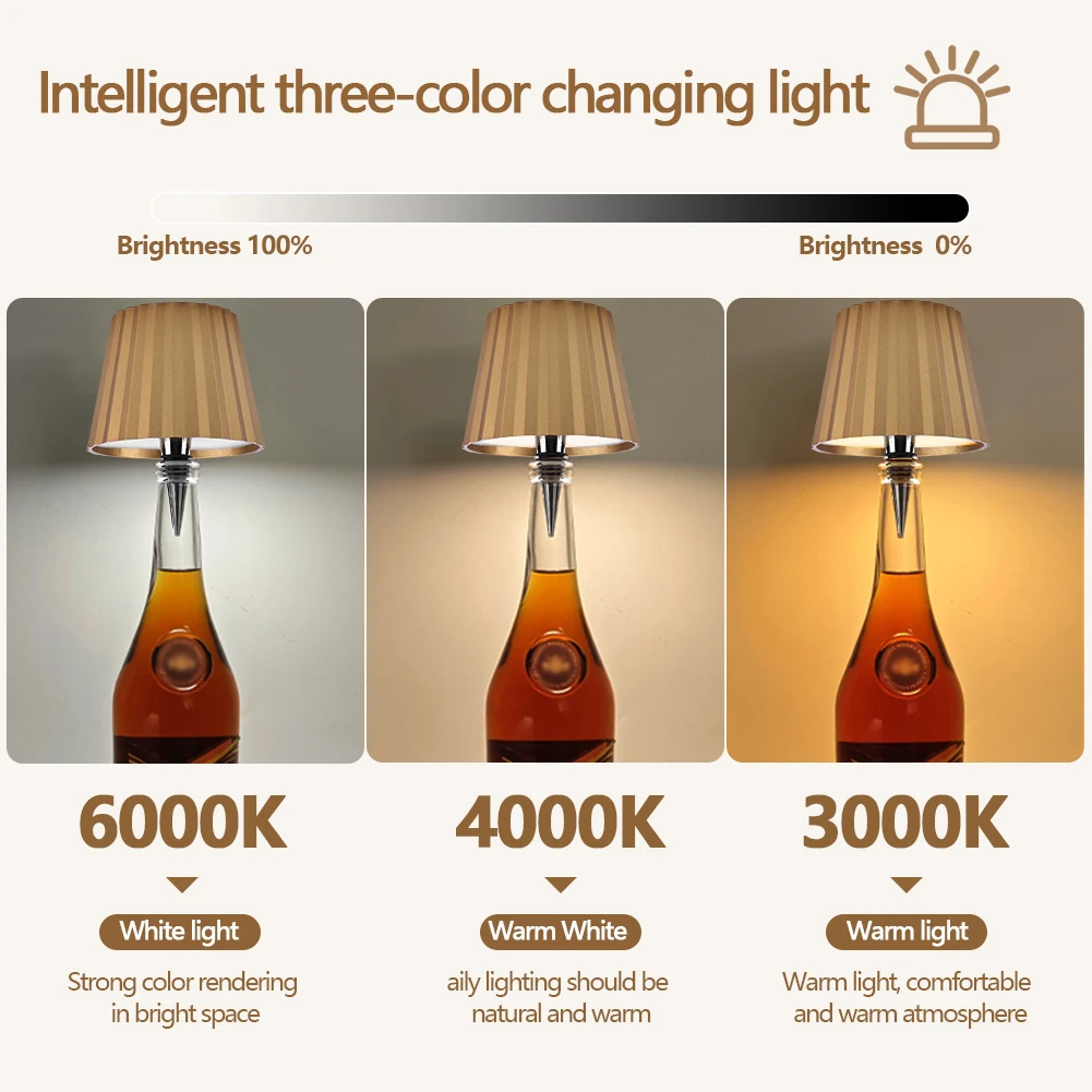 2000mAh Wireless LED Wine Bottle Lamp Rechargeable Vases Led Light Bar Dining Mushroom Lamp Touch Control Decoration Night Light 6