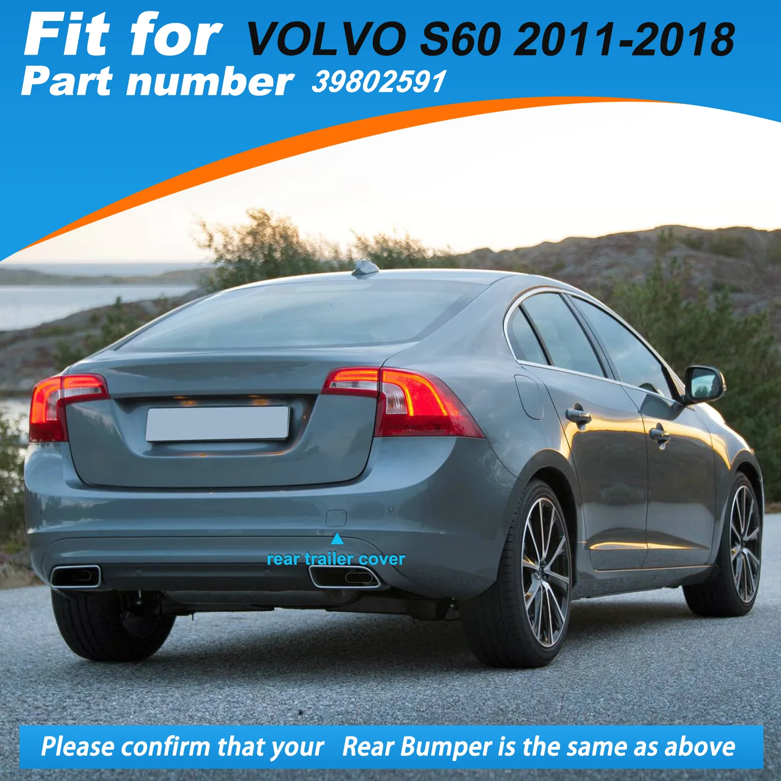 Rear Bumper Tow Hook Cover Cap Fit For VOLVO S60 Accessories 2011 2012 2013 2014 2015 39802591 30795029