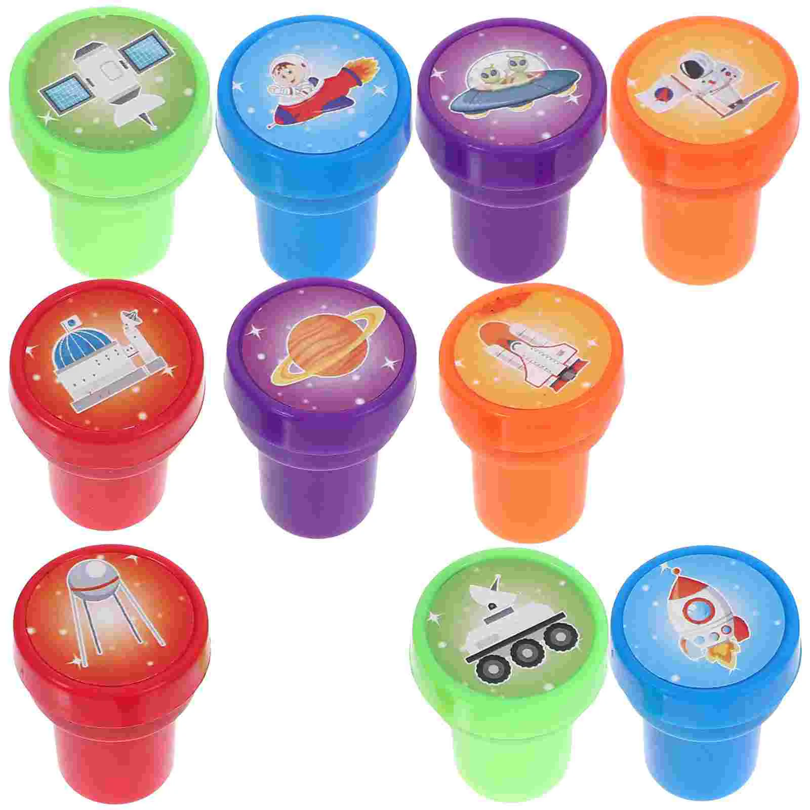 10 Pcs Space Universe Seal Decorative Journal Stamp Kids Stampers Halloween Child   Cartoon Theme Stamp  Pattern Stamps 