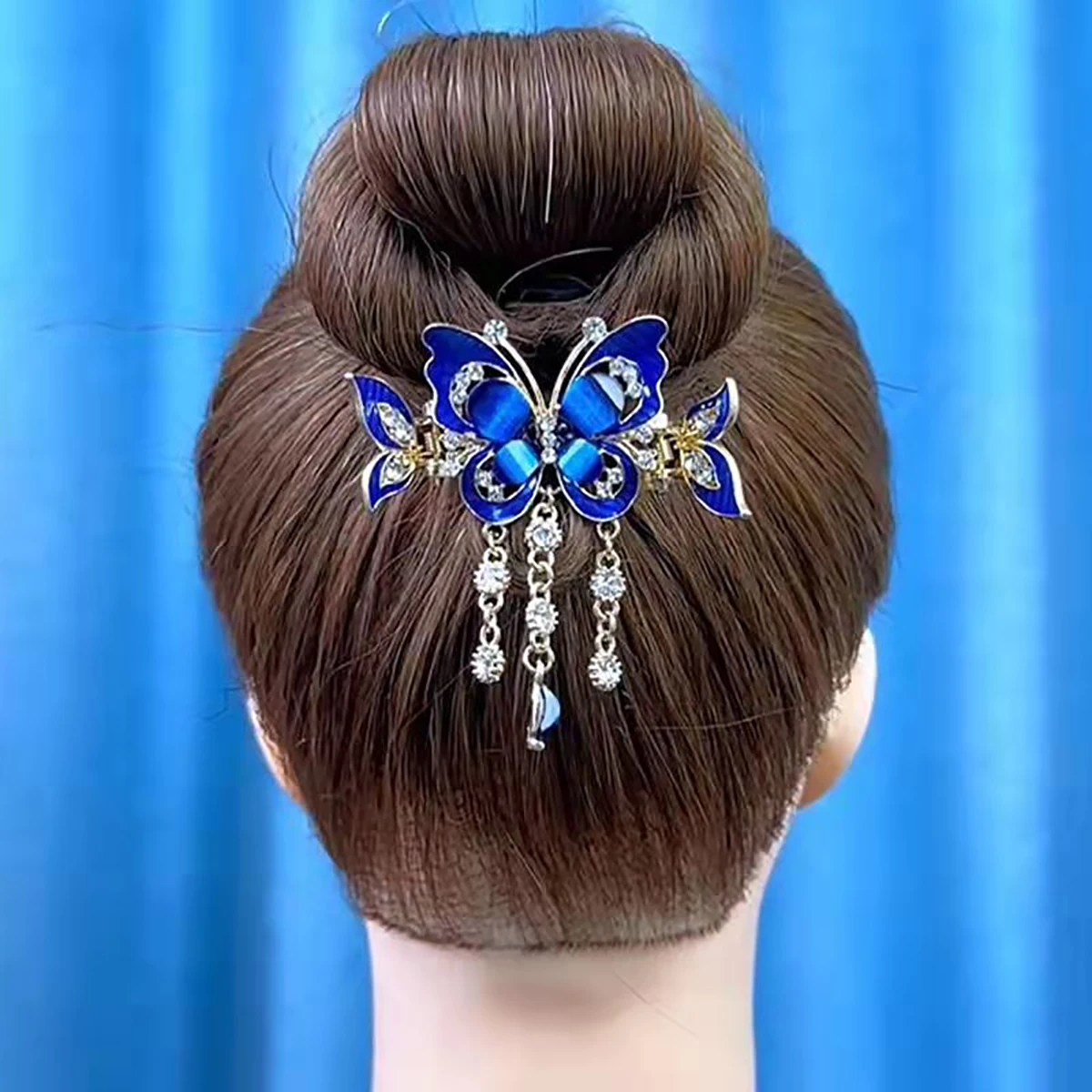 Fashion Elegant Zircon Butterfly Tassel Hairpin Accessories For Women Retro Ethnic Style Small Crab Clip Headwear Jewelry Gift hair accessory,hair clip,hair headdress,jewelry accessories