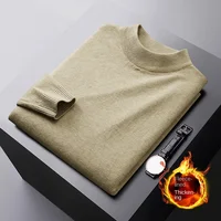 Winter Warm Sweater Men's Fleece-lined Cold-Resistant High-End All-Match Stretch Casual Fashion round Neck Thickened Sweater 2