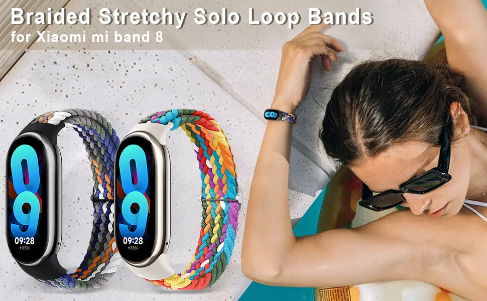 Nylon-Schlaufenbänder für Xiaomi Mi Band 10 Armband 9 8 Geflochtenes Elastisches Smartwatch-Armband Correa Xiaomi Band 10 9 8 NFC – Detail 1
