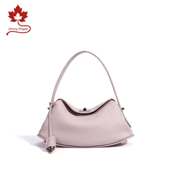 Borsa a tracolla da donna 2026 Primavera Nuova con fondo a arco, rosa, 28 cm, 100% vera pelle bovina, di alta qualità