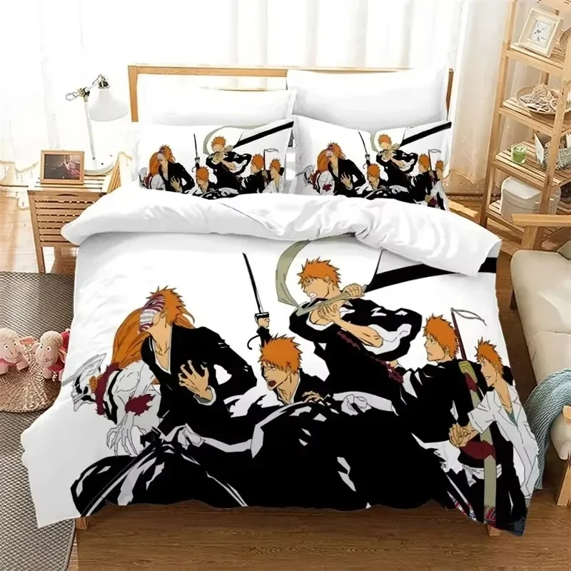 Anime Bleach Kurosaki Ichigo Bedding Set Boys Girls Twin Queen Size Duvet Cover Pillowcase Bed Kids Adult Home Textileextile