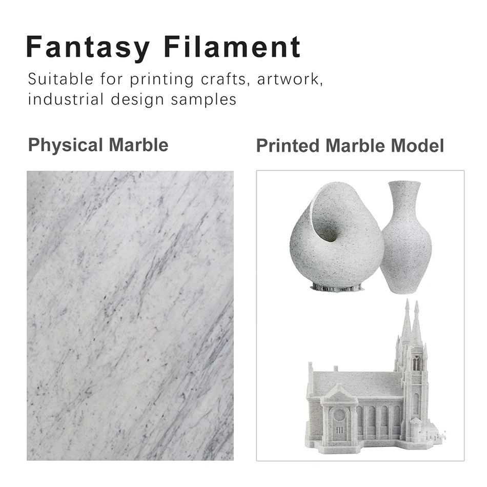 Premium PLA 3D Printing Filament - Silver, Black, Marble Options Available