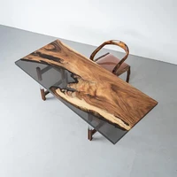 Modern Solid Wood Epoxy River Dining Table Set – Handmade Resin Desk for Stylish Dining Rooms - Image 4