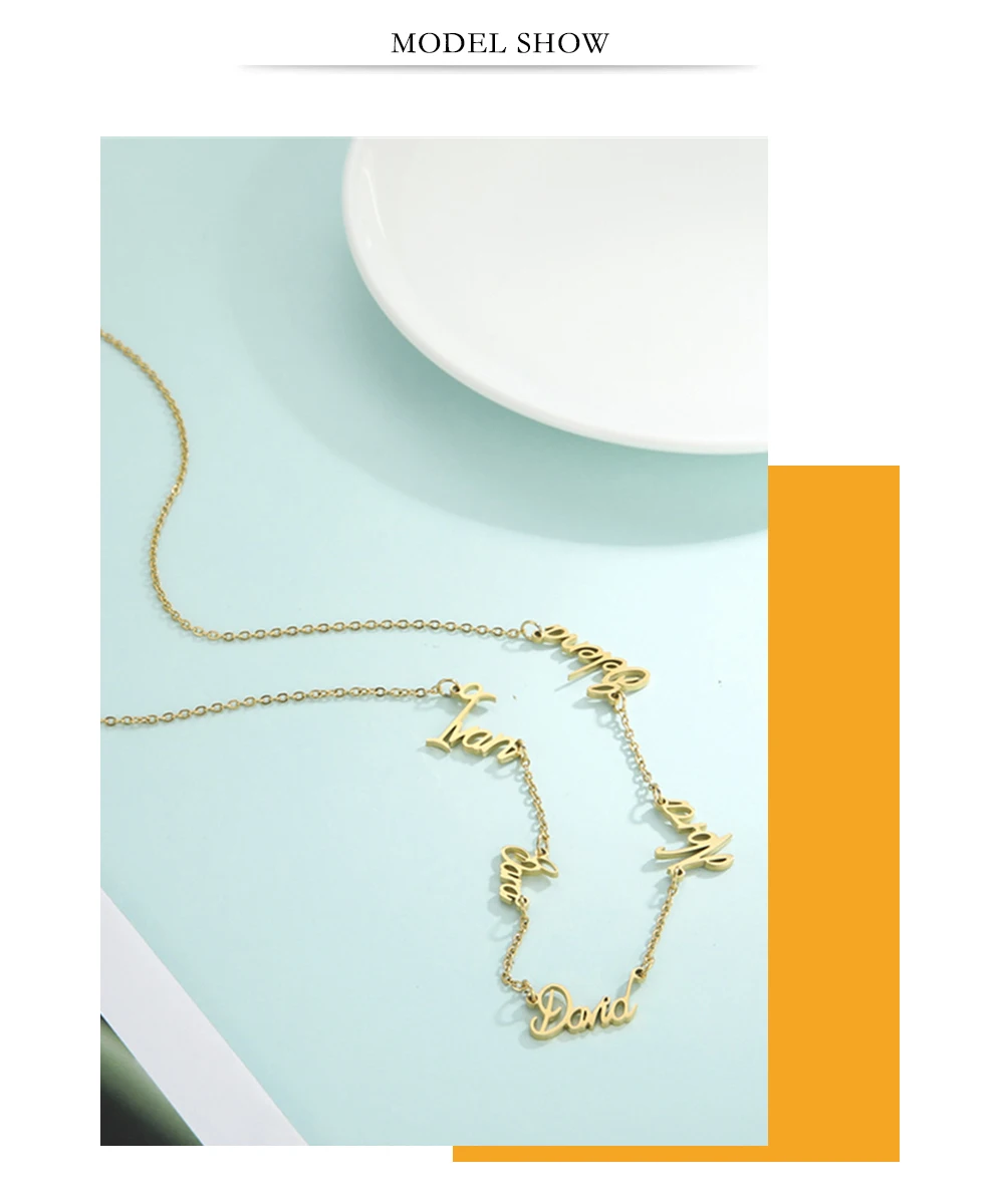 Personalisierte Halskette mit mehreren Namen für Frauen, individueller Namensschmuck, Edelstahl-Halsband, Box-Kette, Geschenk für Freunde und Familie – Detail 6