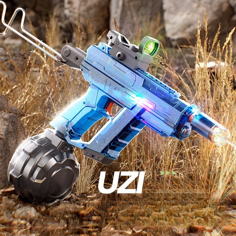2024 Hot Sale Electric continuous firing UZI water gun pulse linkage chamber flame special effect children's water play toy 6