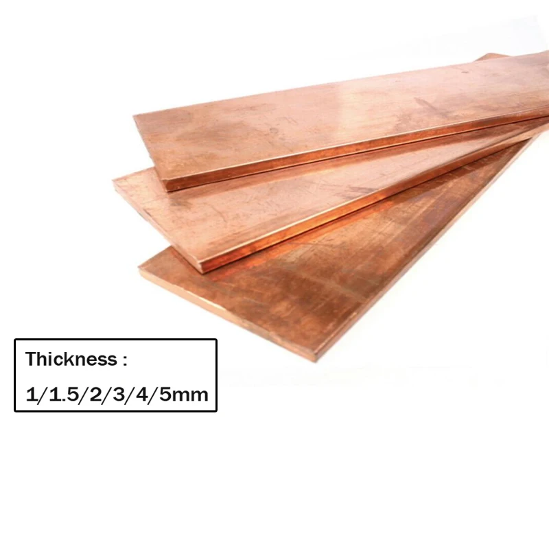1PCS Copper Strip Material T2 Metal Rod Red Copper Flat Bar 99.95% Pure Plate Thickness 1/1.5/2/3/4/5mm*15MM*250MM