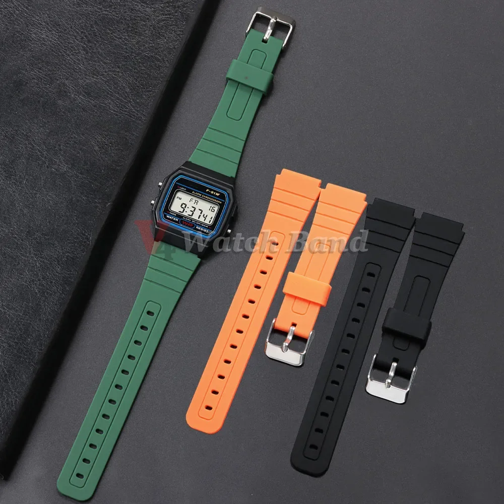 Durable Silicone Watch Strap - 18mm Soft Men's Wrist Bracelet