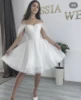 Short Sparkly Sweetheart Wedding Drezs Lace Up Back Off The Shoulder Knee Length For Women Customize To Measures Bridal Gowns 3