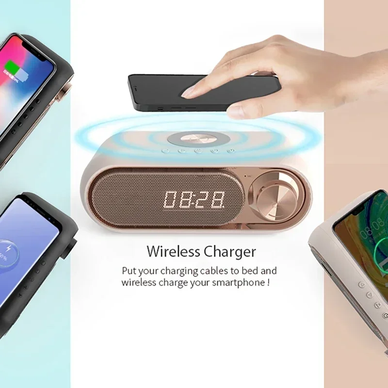 Home Camera Da Letto Studente Soundbar Hifi Music Box Soundbar Clock Wireless Bluetooth Speaker Clock Dual Alarm Support Tf Card Radio Fm