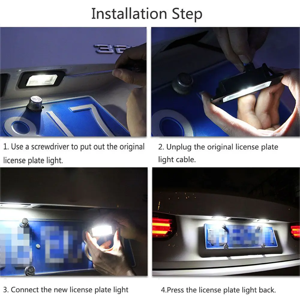 LED 자동차 번호판 전구 액세서리, VW 골프 4 5 6 7 MK4 MK5 MK6 MK7 Lupo 3L EOS 비틀 시로코 폴로 9N 6R 아마록용