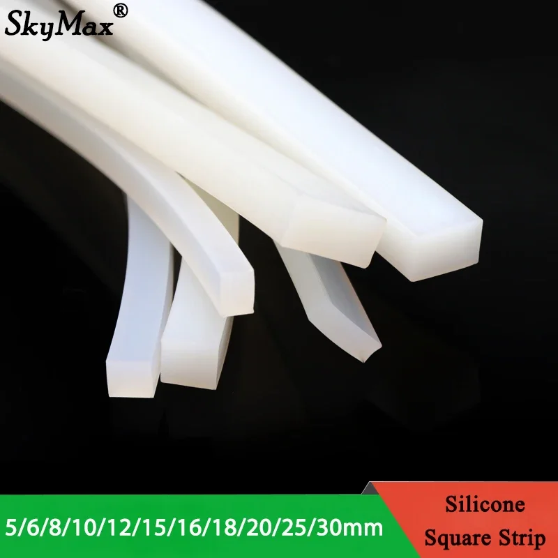 5mm x 5mm/10mm/15mm/20mm/30mm High Temperature Resistant Solid Silicone Rubber Sealing Strip Weatherstrip