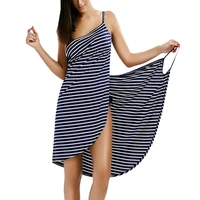 Bath Towel Bathrobe Striped Beach Dress Wrap Women Bath Towels Sling Clothes robe de plage Beach Dress Holiday Swim 1