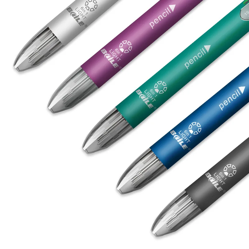 Mehrfarbiger 6-in-1 Kugelschreiber – 0,5 Mm, 6 Farben (schwarz, Blau, Rot, Orange, Grün, Lila)