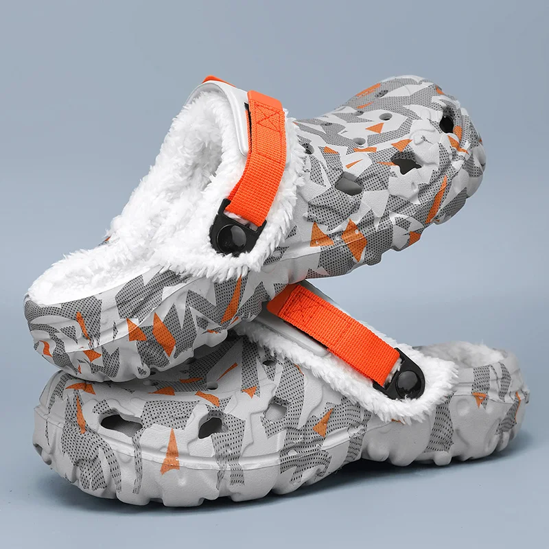 Herren-Winterhausschuhe, weich, für den Innenbereich, warm, Damen-Hausschuhe, Sommer, abnehmbare Sandalen, Herren, rutschfeste Plüschfell-Clogs, große Hausschuhe 47 – Detail 4