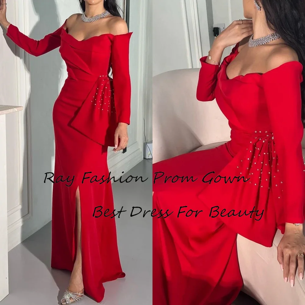 

Ray Fashion Mermaid Evening Dress Sexy Sweetheart With Long Sleeves Off Shoulder For Formal Occasion فساتين سهرة Saudi Arabia