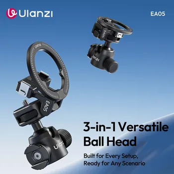 Ulanzi EA05 3-in-1 Versatile Ball Head for Action 6/Nano Camera Smartphone High-Angle Shooting Phone Monitoring Livestreaming