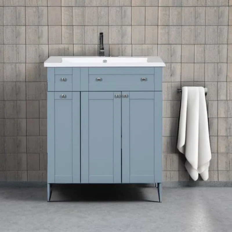 30" Bathroom Vanity with Single Sink, Combo Cabinet Undermount Sink, Solid Wood Frame Bathroom Storage Cabinet, 5
