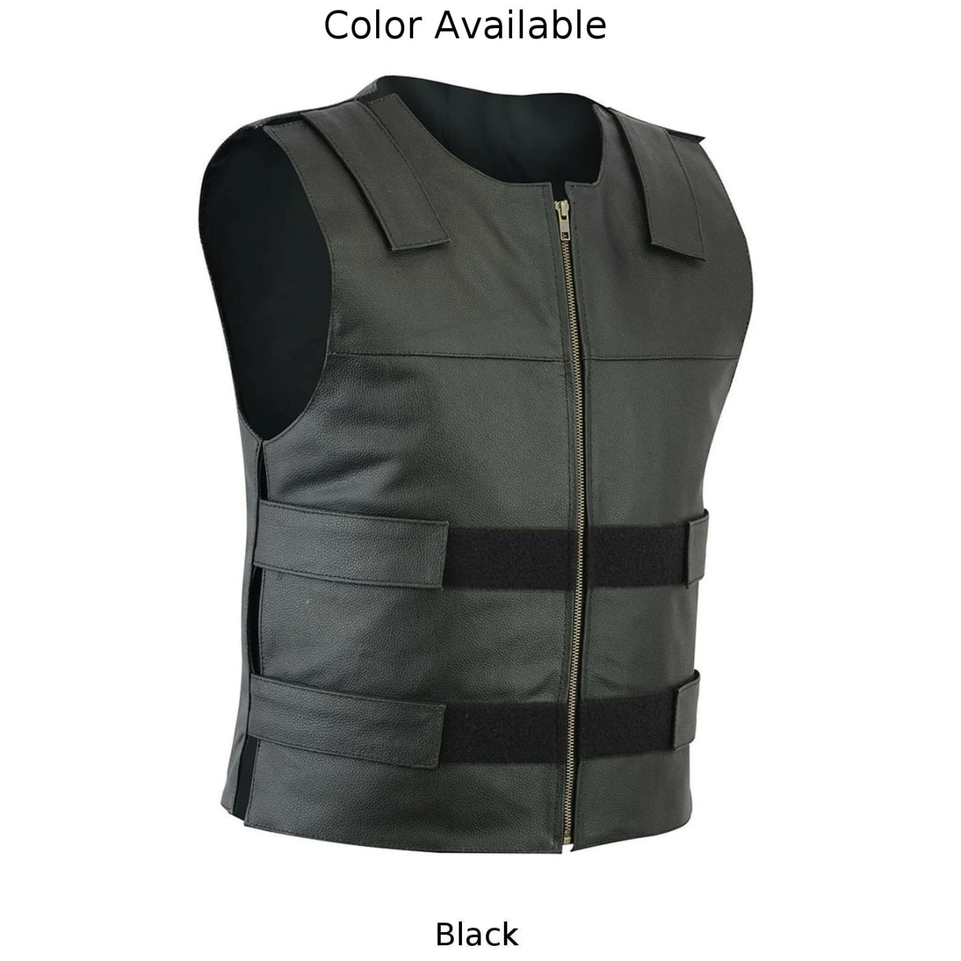 Classic Black Biker Faux Leather Waistcoat for Men  Sleeveless Vest  Perfect for Casual and Motorcycle Club Outfits