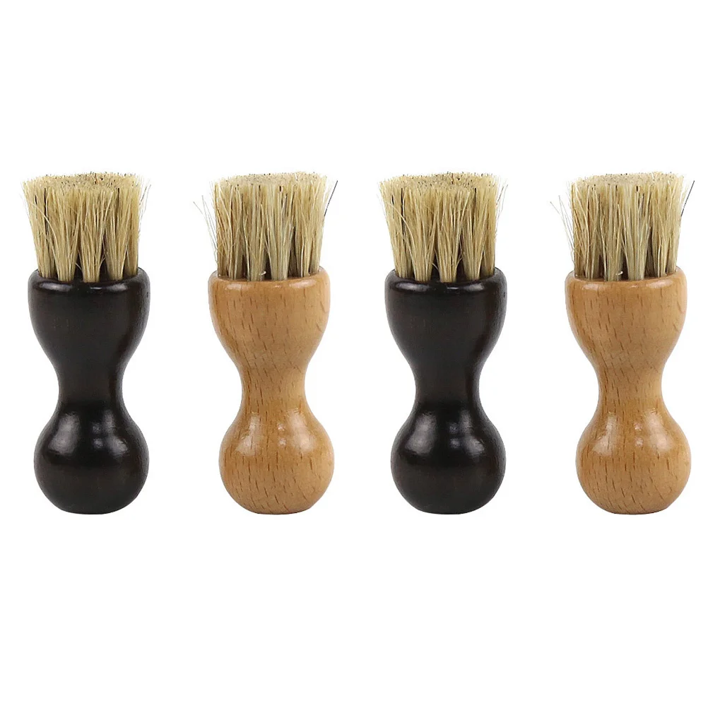 

4pcs Shoes Brush Wooden Care Shine Handle Clean Dauber for Shoes and Bags