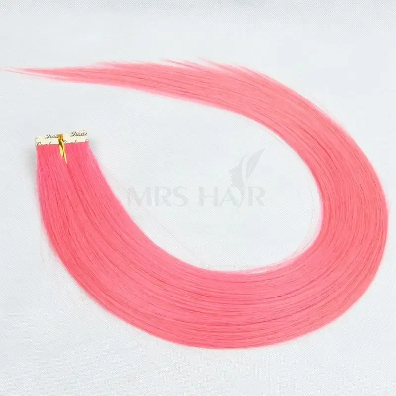 Colorful Tape Ins Adding Highlights Tape In Human Hair Extensions Mini In Extensions PINK PURPLE Double-Side Adhesive 2g/pc