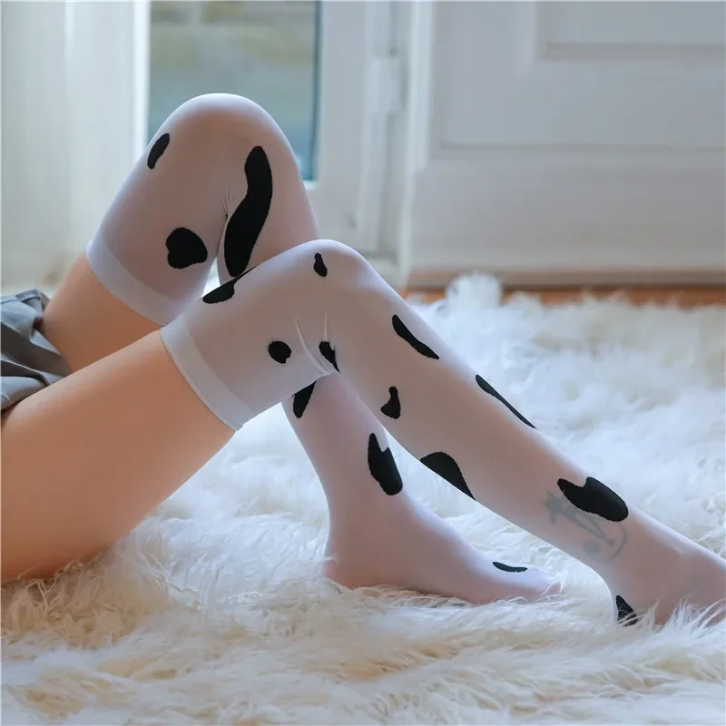Over Knee Stockings Kawaii Cow Spot Print High Elasticity Cosplay knee stockings