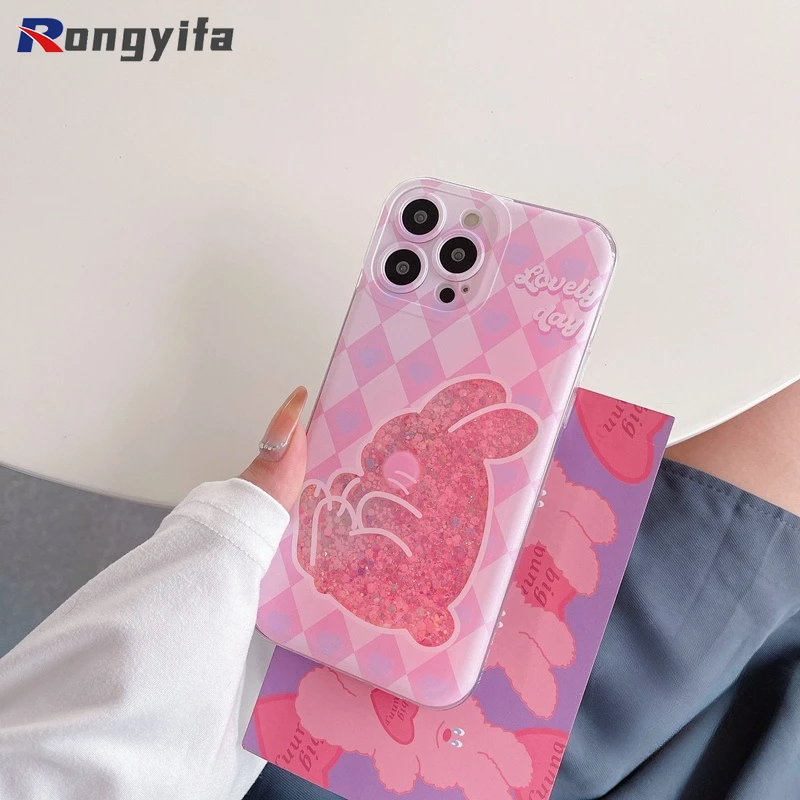 Per Oppo Reno 10 Pro Plus 9 8 7 6 5 Pro Plus + Se 7Z 8Z 7 Lite Blue Quicksand Rabbit Cover Posteriore Della Cassa Del Telefono