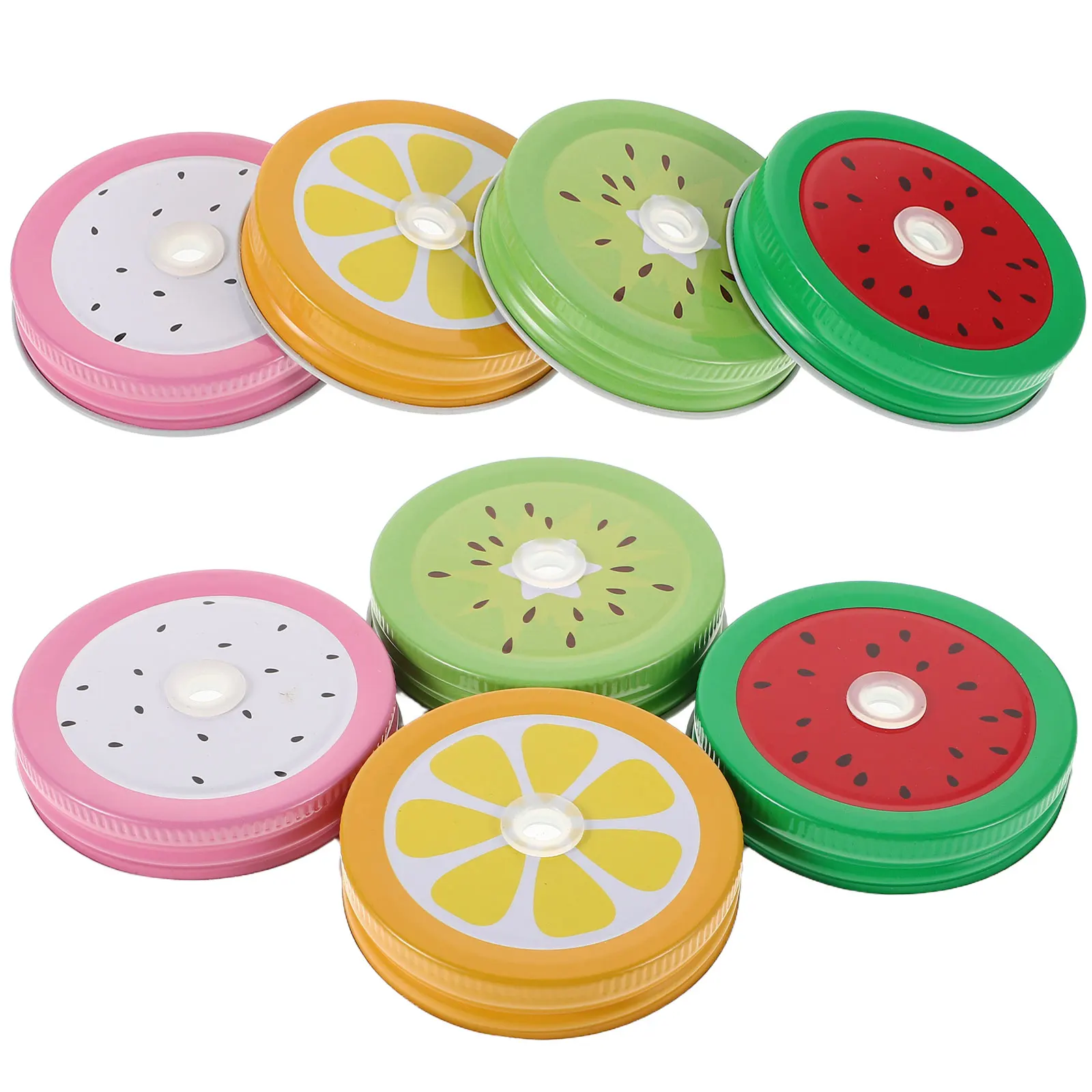 16pcs Mason Jar Lids With Straw Hole Metal Reusable Leak-Proof Regular Mouth Replacement Covers For Storage Canning Yogurt Jar 2