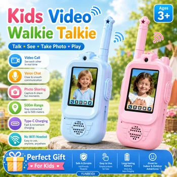 2 Walkie Talkie HD per Bambini, 3 Stili, Intercomunicatore con Ricarica USB, per Interni ed Esterni, per Ragazzi e Ragazze dai 3 Anni in Su, Regalo di Compleanno per Bambini