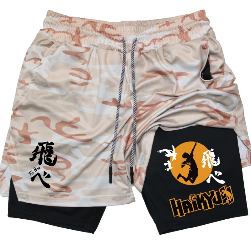 Anime Haikyuu Shorts Quick-drying Fitness Performance Shorts For Men Sport Workout Training Bodybuilding Volleyball GYM Shorts 5
