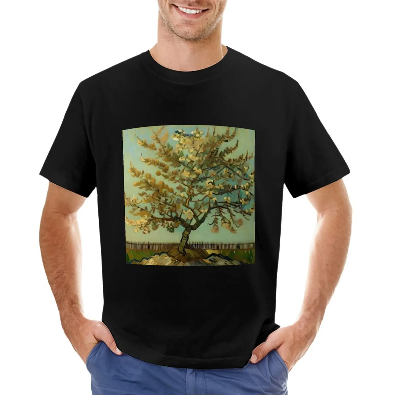 

Van Gogh, Vincent van Gogh, almond tree in blossom Throw Pillow T-Shirt summer tops Short sleeve tee designer t shirt men
