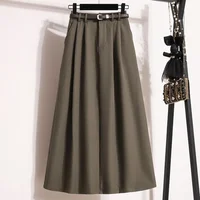 2026 Korean High Waisted Suit Pleated Skirt Plus Size Skirts for Women Spring Elegant Solid Women's Wrap Umbrella Skirts - Image 2