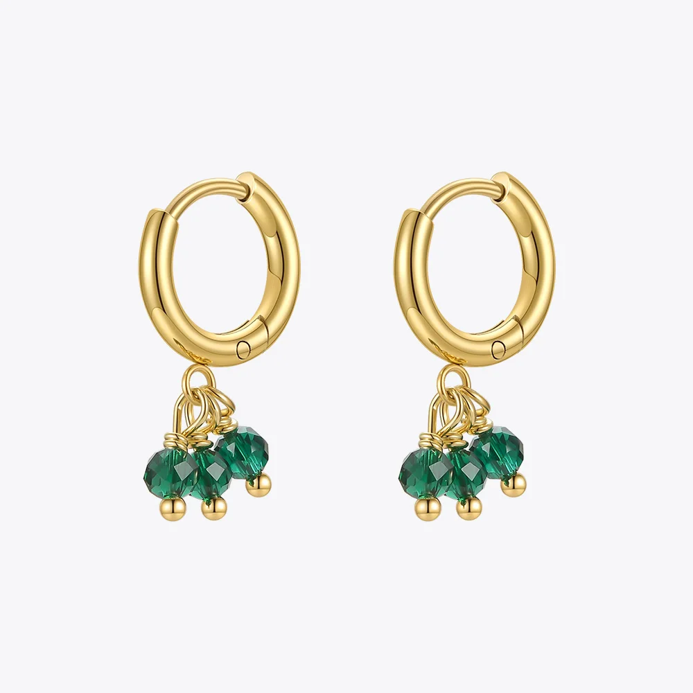 ENFASHION Green Stones Drop Earrings For Women Gold Color Fashion Jewelry Dangle Earring 2021 Boucle Oreille Femme Party E211268
