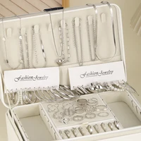 54 Pcs/Set Vintage Elegant Pearl Earrings Ring Heart Pendant Necklace Bracelet For Women Boho Daily Wear Jewelry Set Gifts 2024 1