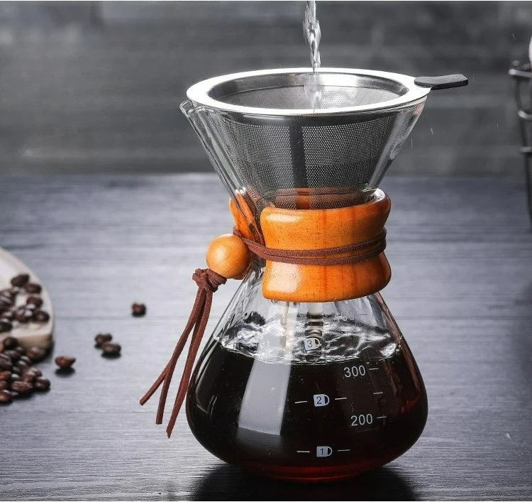 فلتر قهوة فولاذي صب بالزجاج