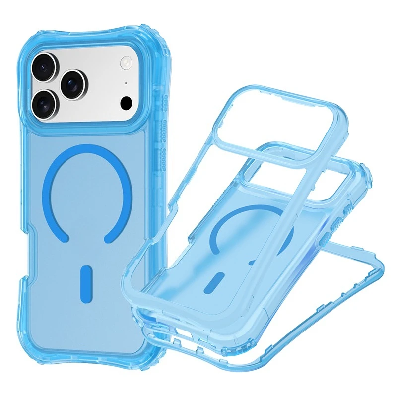 Armor 3IN1 PC TPU Magnetic Charging Clear Case for iPhone 17 Pro Max - Grip Detail